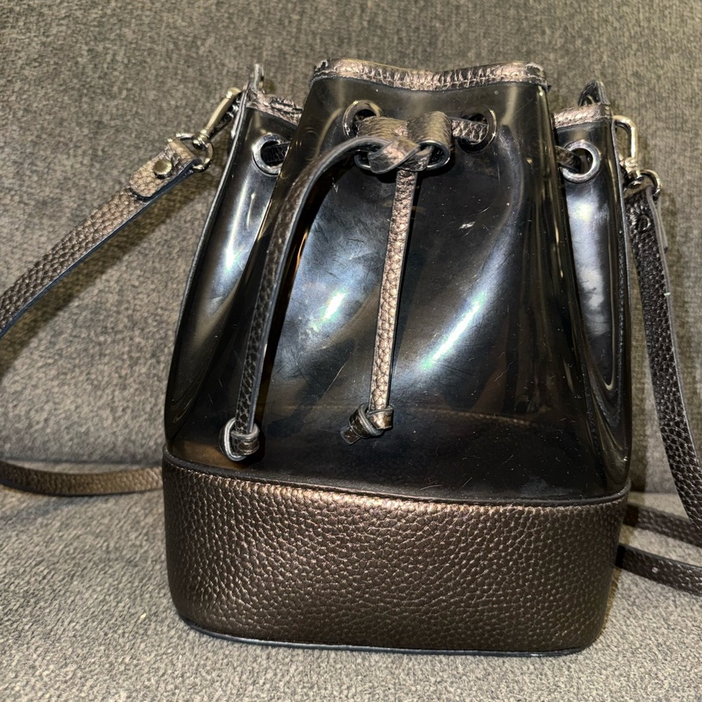 Elegant Black brown transparent Bucket Bag crossbody Zara - Picture 8 of 12